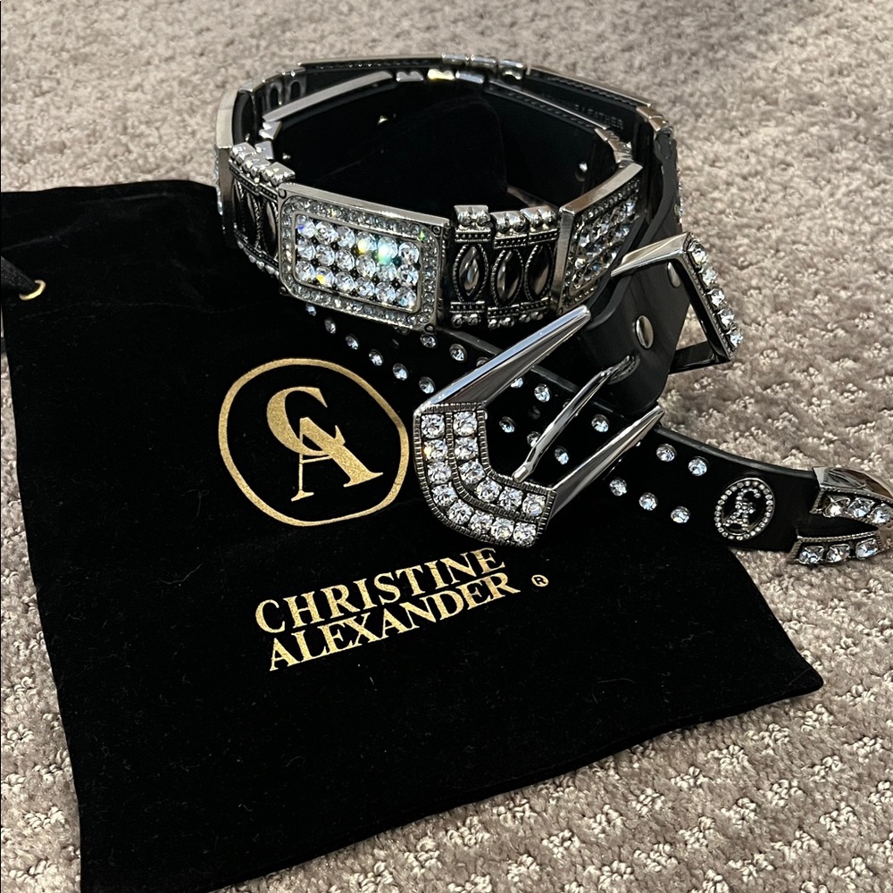Christine Alexander Black and Silver Rhinestone Belt